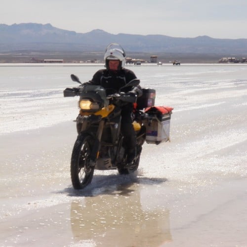 Chris rides on to the salt lake 