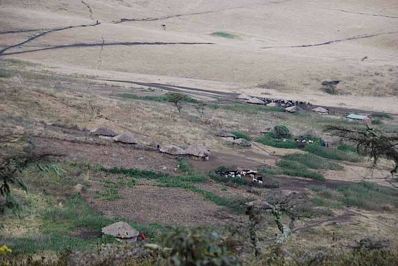 looking down on Masai village