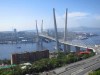 Vladivostok's cable bridge across Golden Bay with the larger bridge to Russky Island in the background