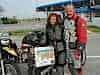 Jo and Gareth at the Slovenian side of the border with Italy